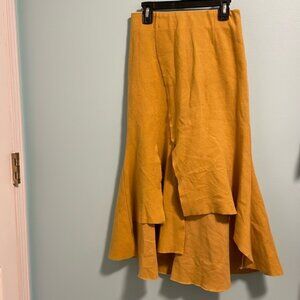 Oak + Fort Asymmetrical Hem skirt in mustard Yellow Size 0S